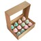 15-Pack Brown Cupcake Boxes 12 Holders Cake Carrier Food Grade Kraft Pop-up Bakery Boxes 13.8 x 9.5 x 4inch with Inserts and PVC Windows Fits 12 Cavity Cupcake Pack of 15